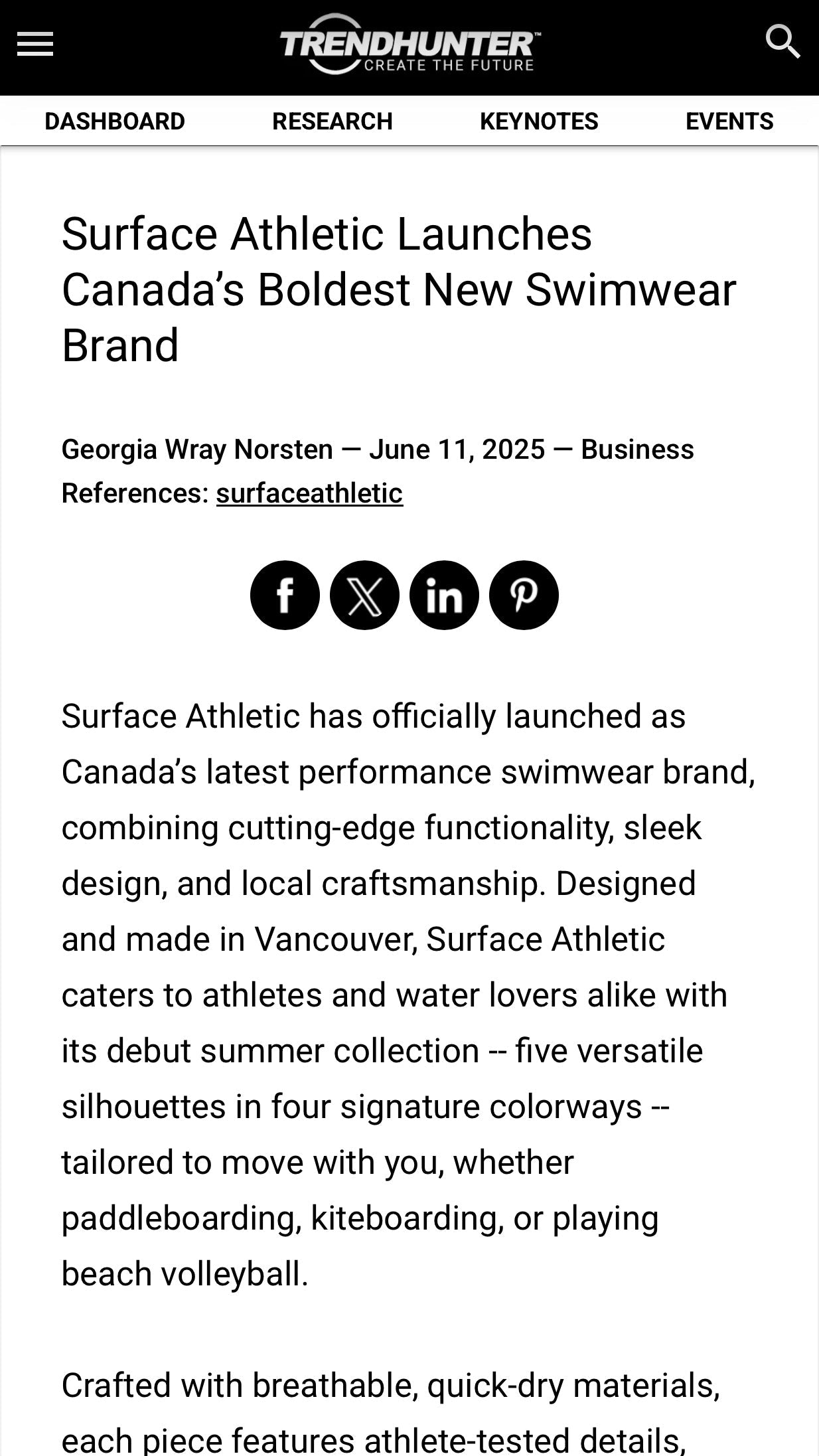 Trend Hunter - Surface Athletic Launches Canada’s Boldest New Swimwear Brand